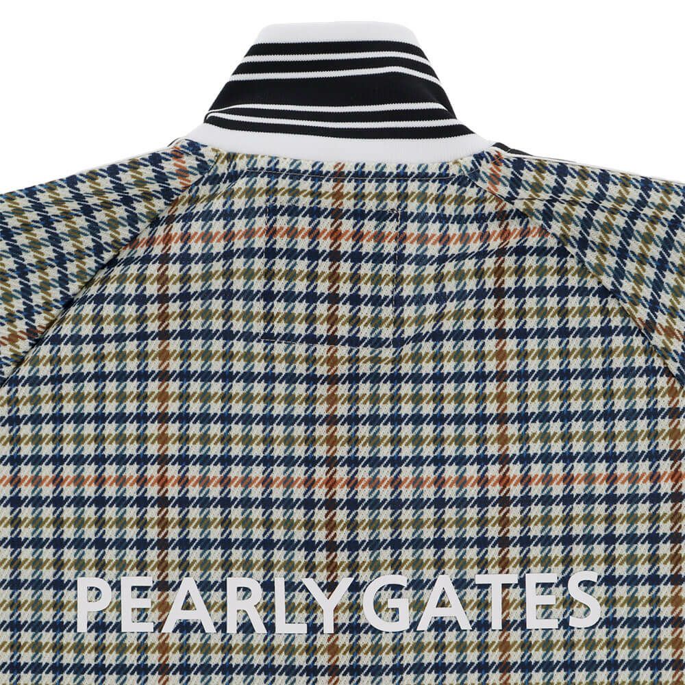 パーリーゲイツ PEARLY GATES　メンズ Peストレッチメッシュ ガンクラブチェック柄 長袖 フルジップ ジャケット 053-5220917　2025年モデル ブラウンベース 詳細5