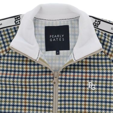 パーリーゲイツ PEARLY GATES　メンズ Peストレッチメッシュ ガンクラブチェック柄 長袖 フルジップ ジャケット 053-5220917　2025年モデル ブラウンベース 詳細6