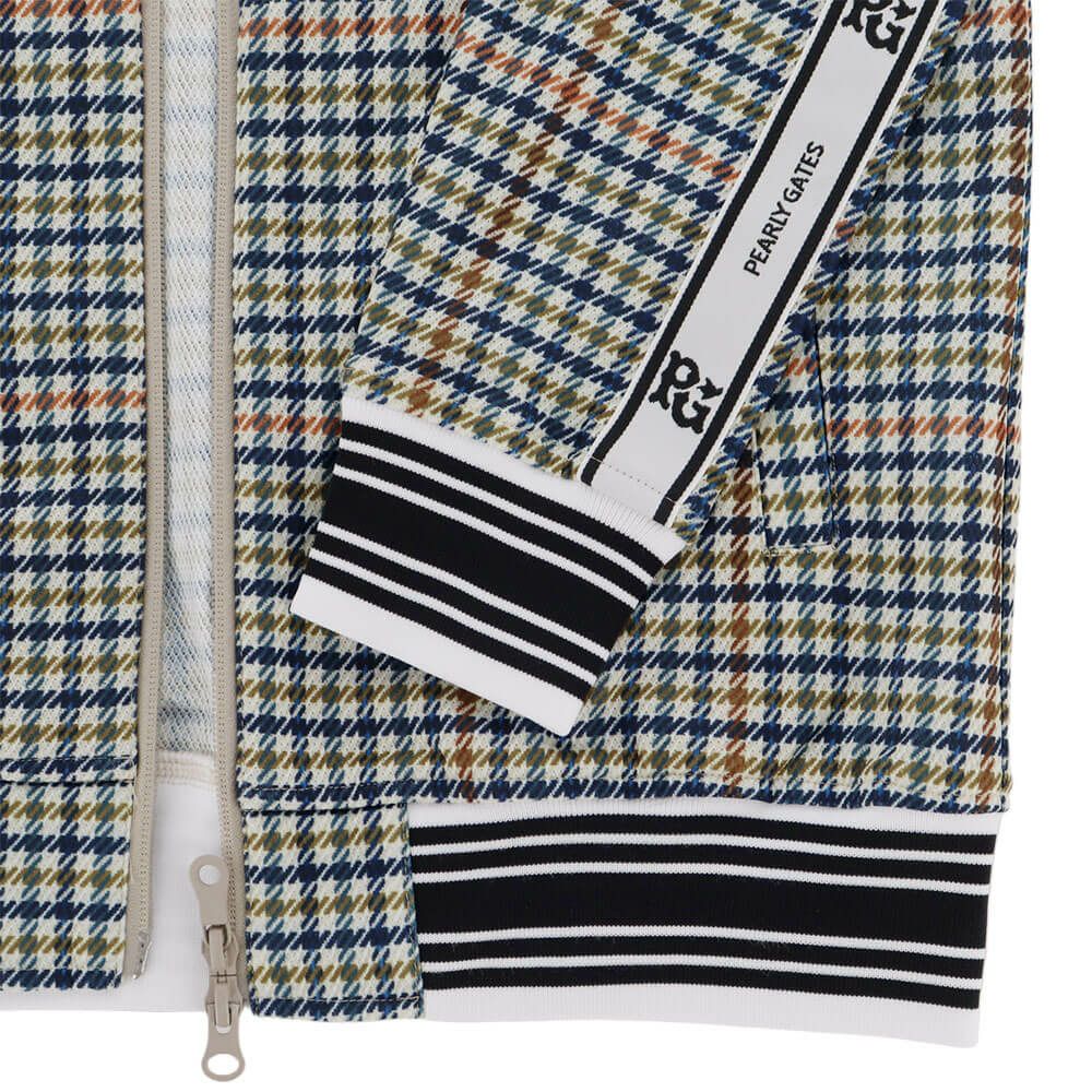 パーリーゲイツ PEARLY GATES　メンズ Peストレッチメッシュ ガンクラブチェック柄 長袖 フルジップ ジャケット 053-5220917　2025年モデル ブラウンベース 詳細7