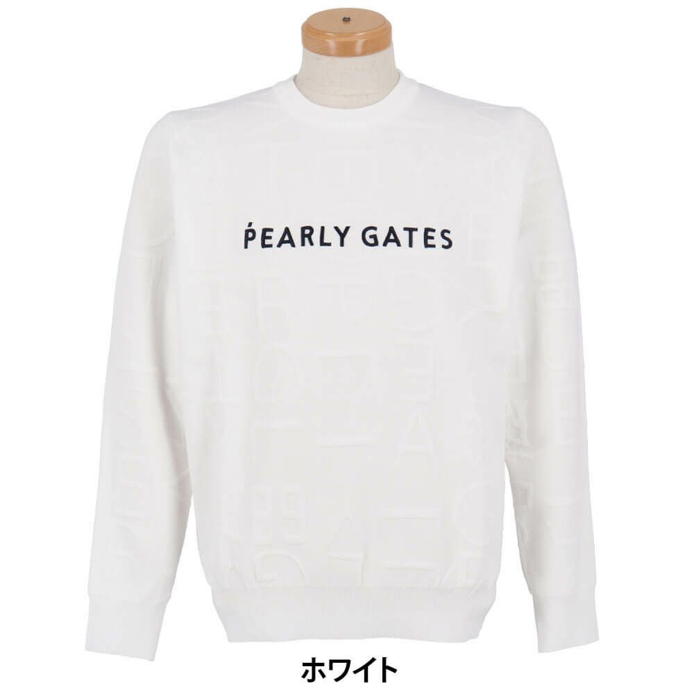 パーリーゲイツ PEARLY GATES　メンズ ジャガードロゴ総柄 長袖 クルーネック セーター プルオーバー 053-5270921　2025年モデル 詳細1 詳細2