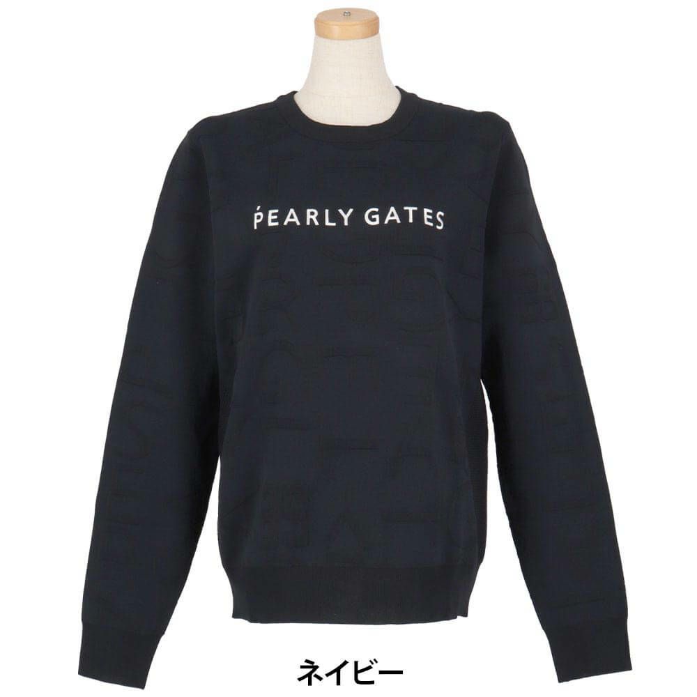 パーリーゲイツ PEARLY GATES　レディース ジャガードロゴ総柄 長袖 クルーネック プルオーバー 055-5270922　2025年モデル 詳細1 詳細2