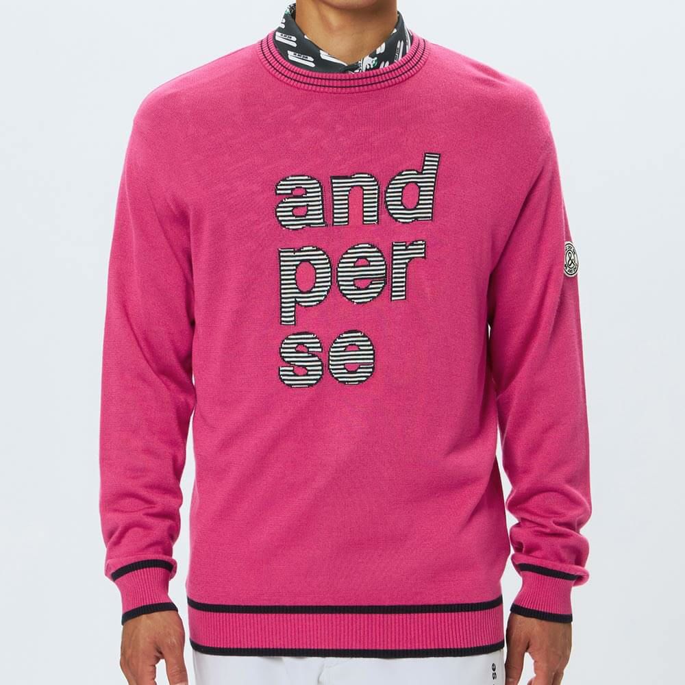 アンパスィ and per se　メンズ ロゴデザイン 長袖 クルーネック セーター AMF2345A7　2025年モデル 詳細1 詳細6