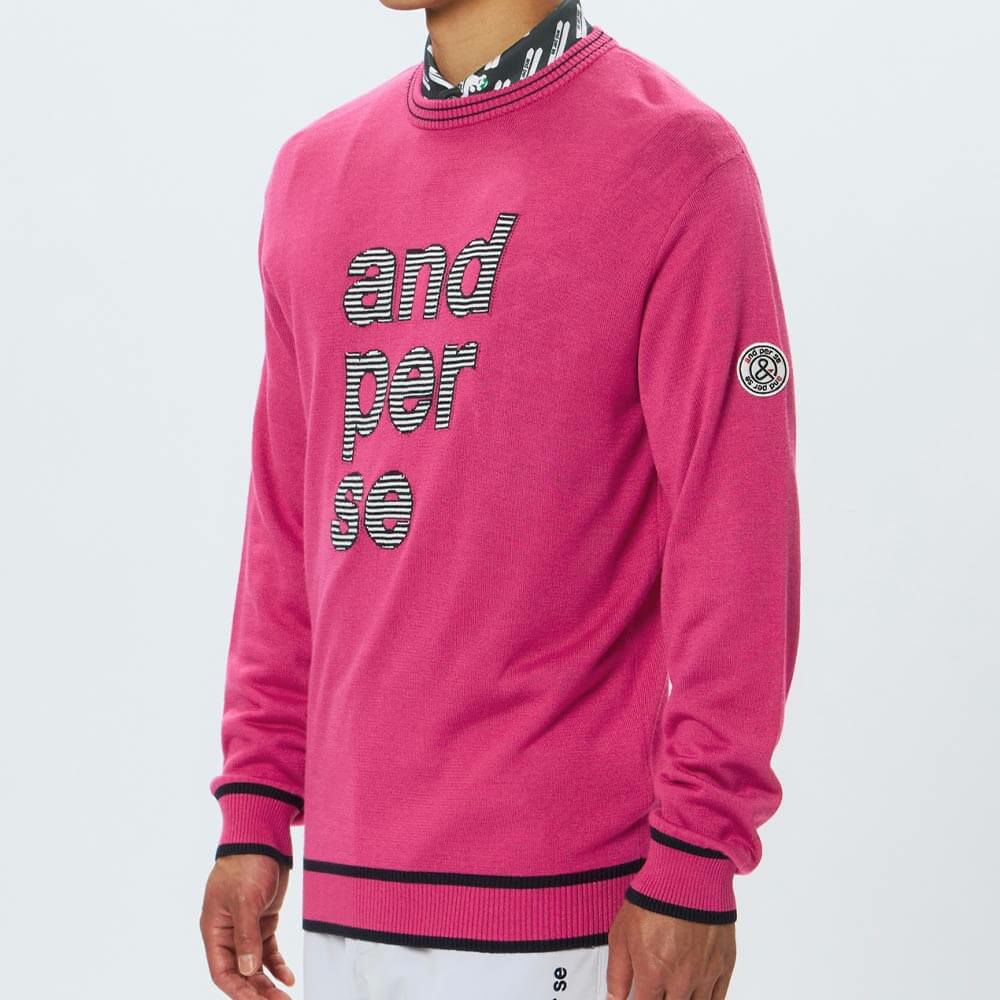 アンパスィ and per se　メンズ ロゴデザイン 長袖 クルーネック セーター AMF2345A7　2025年モデル 詳細1 詳細8