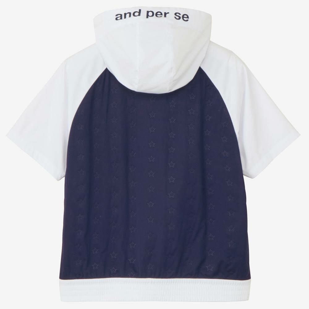 アンパスィ and per se　レディース フード付き 半袖 ハーフジップ プルオーバー AFF1005G2　2025年モデル 詳細1 詳細3