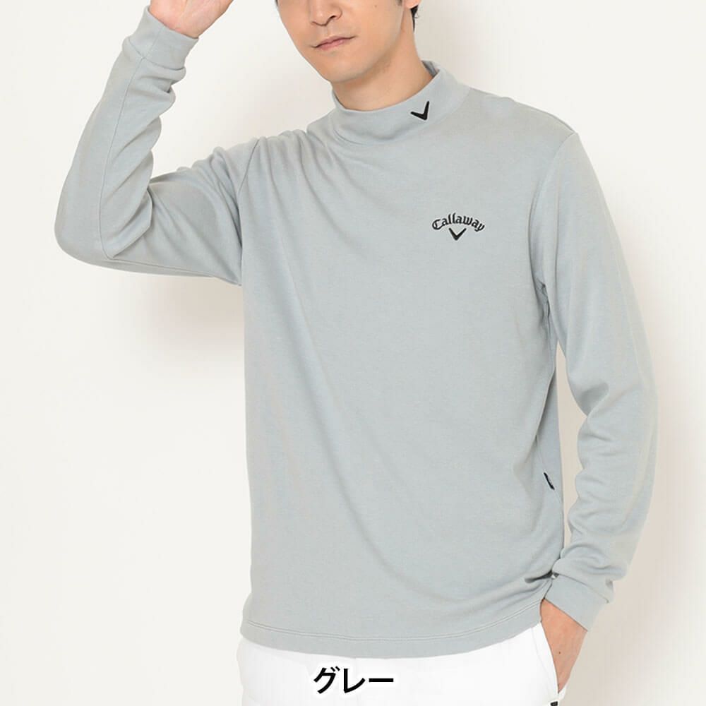 キャロウェイ Callaway　メンズ 裏起毛 スムース 長袖 モックネック シャツ C25233111　2025年モデル グレー