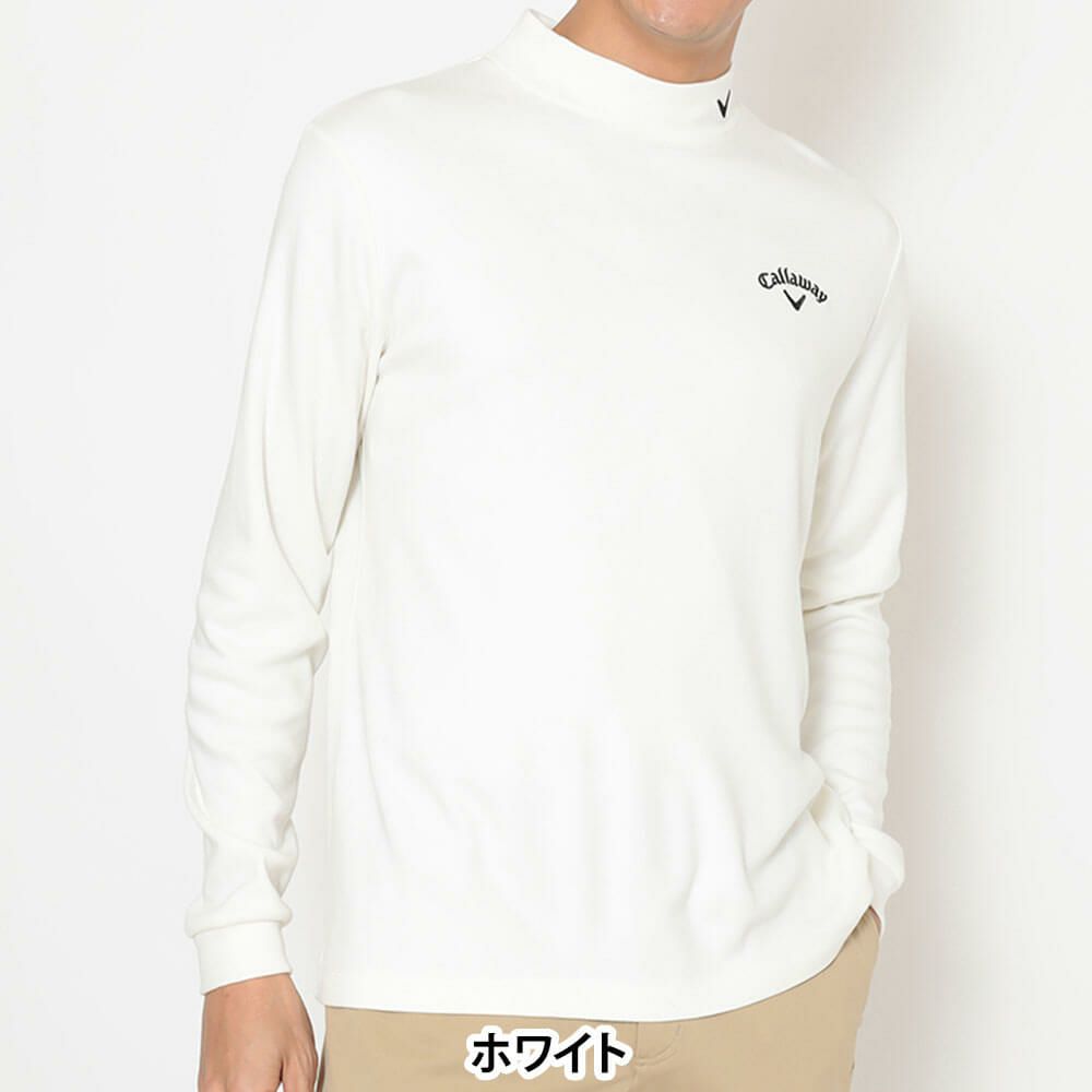 キャロウェイ Callaway　メンズ 裏起毛 スムース 長袖 モックネック シャツ C25233111　2025年モデル ホワイト