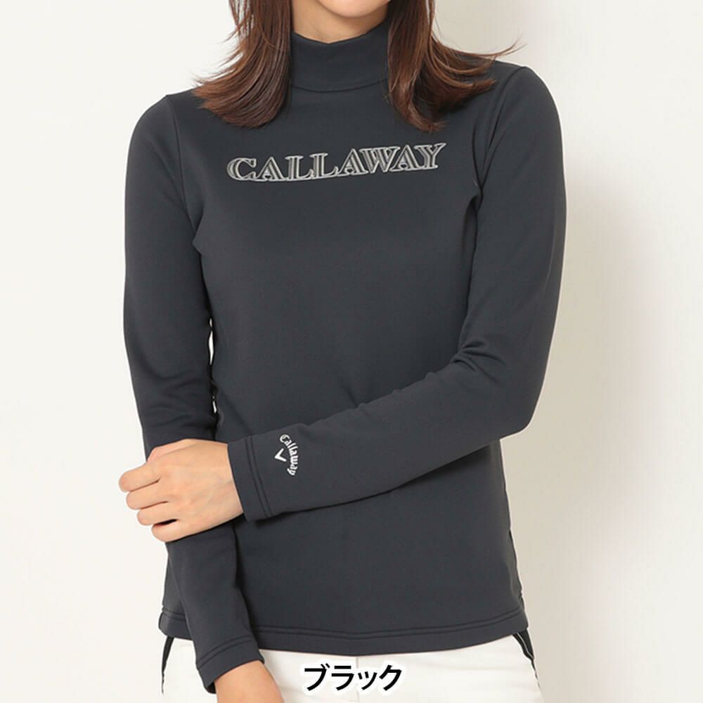 キャロウェイ Callaway　レディース 裏起毛 ダブルニット 長袖 モックネック シャツ C25233205　2025年モデル ブラック