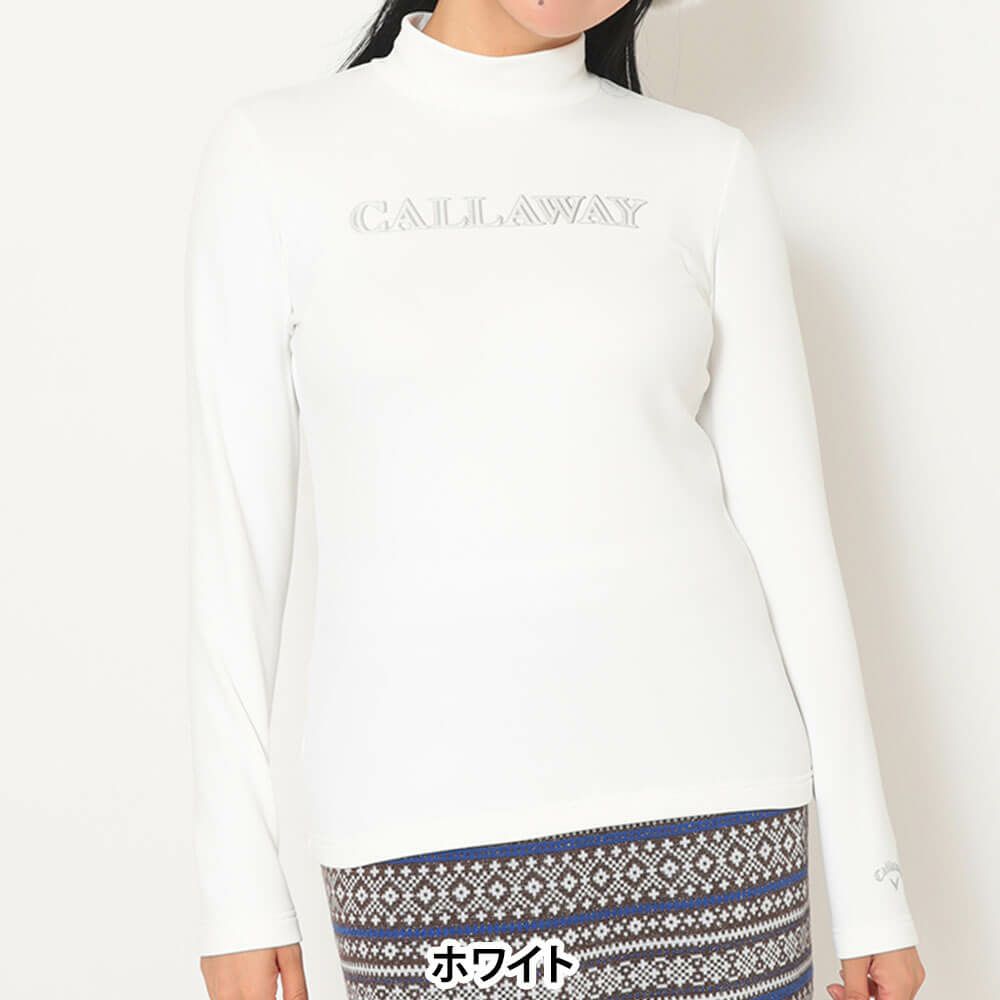 キャロウェイ Callaway　レディース 裏起毛 ダブルニット 長袖 モックネック シャツ C25233205　2025年モデル ホワイト