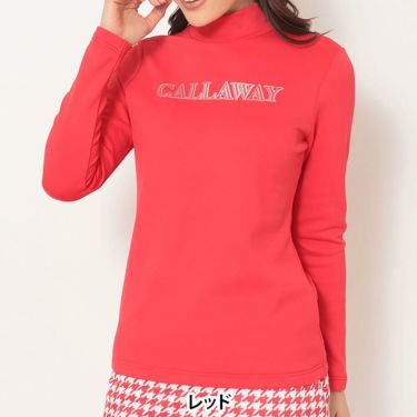 キャロウェイ Callaway　レディース 裏起毛 ダブルニット 長袖 モックネック シャツ C25233205　2025年モデル レッド