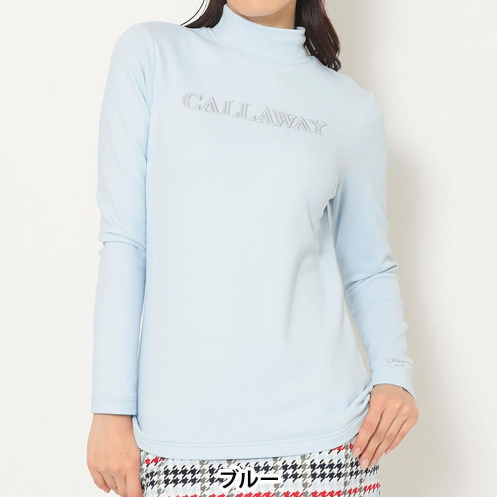 キャロウェイ Callaway　レディース 裏起毛 ダブルニット 長袖 モックネック シャツ C25233205　2025年モデル ブルー