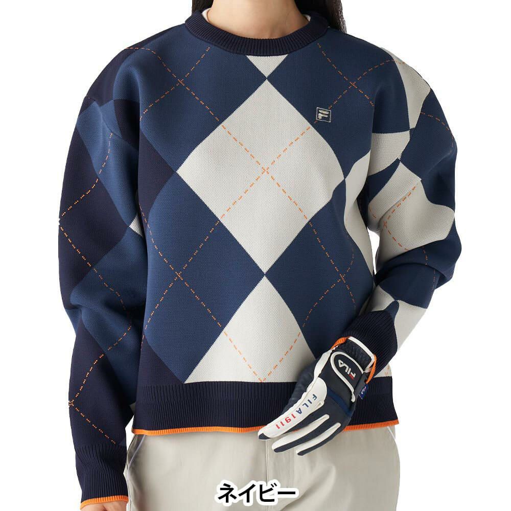 フィラ FILA　レディース 総柄 長袖 クルーネック セーター 795-703　2025年モデル 詳細1 詳細6