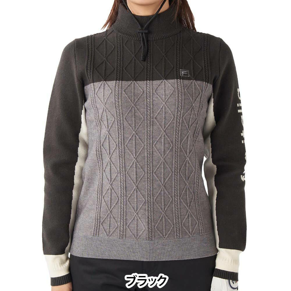 フィラ FILA　レディース 配色切替 長袖 モックネック セーター 795-705　2025年モデル 詳細1 詳細2