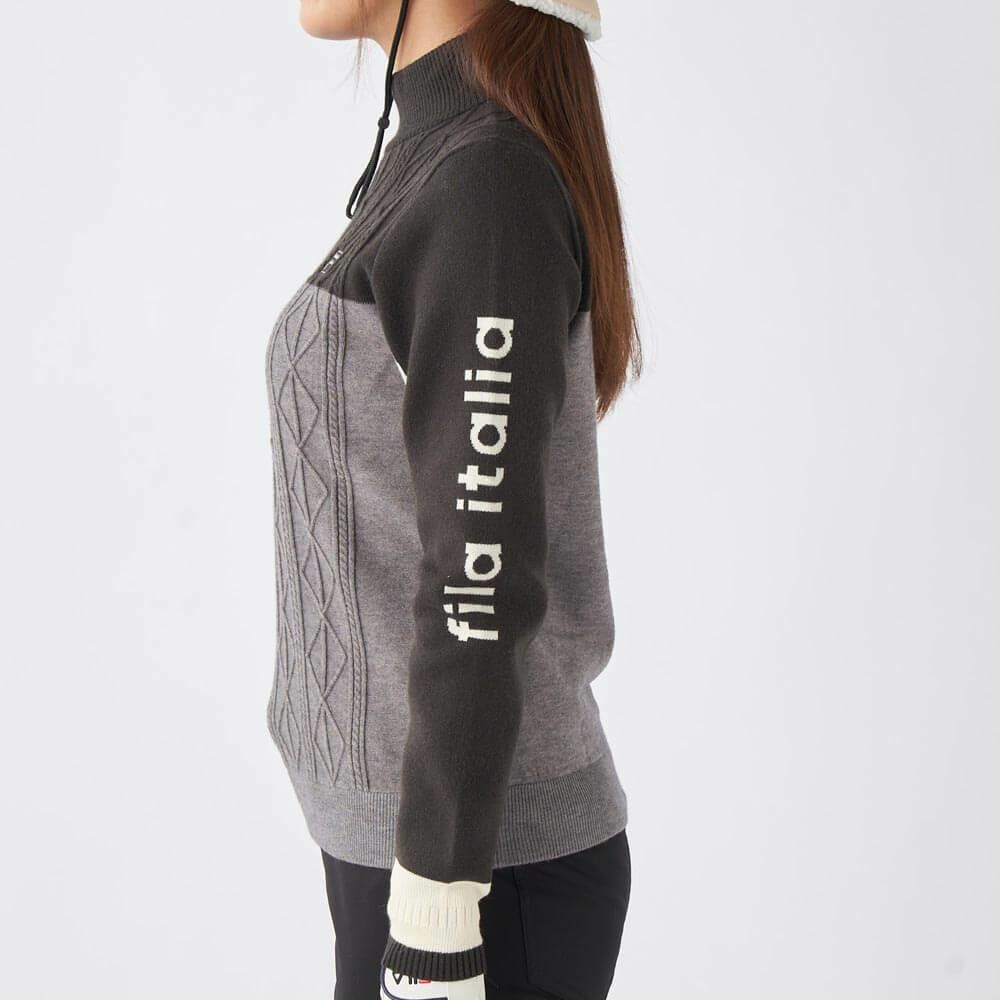フィラ FILA　レディース 配色切替 長袖 モックネック セーター 795-705　2025年モデル 詳細1 詳細4