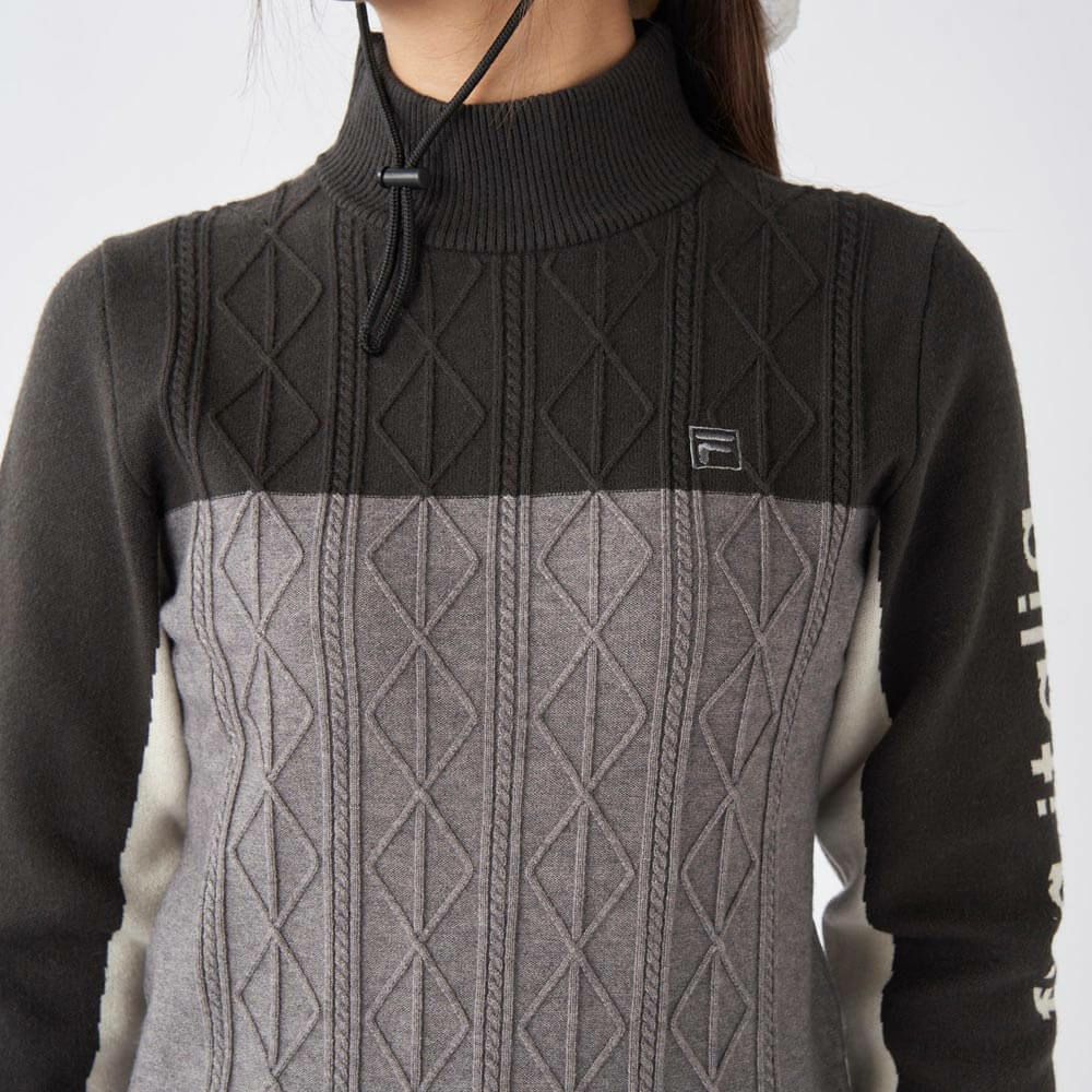 フィラ FILA　レディース 配色切替 長袖 モックネック セーター 795-705　2025年モデル 詳細1 詳細5