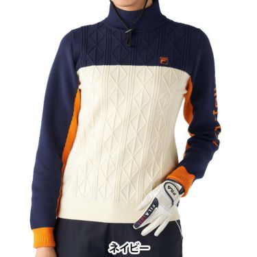 フィラ FILA　レディース 配色切替 長袖 モックネック セーター 795-705　2025年モデル 詳細1 詳細7