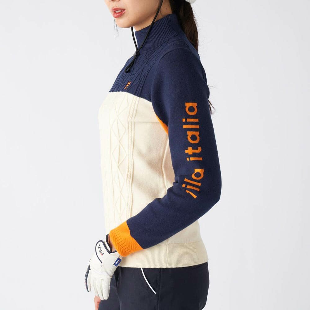 フィラ FILA　レディース 配色切替 長袖 モックネック セーター 795-705　2025年モデル 詳細1 詳細9