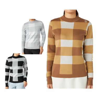 マリクレール marie claire　レディース チェック柄 長袖 モックネック セーター 735-751　2025年モデル 詳細1