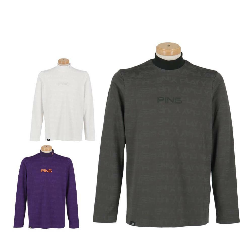 ピン PING　メンズ ロゴジャカード 長袖 ハイネック シャツ 621-5266900　2025年モデル 詳細1