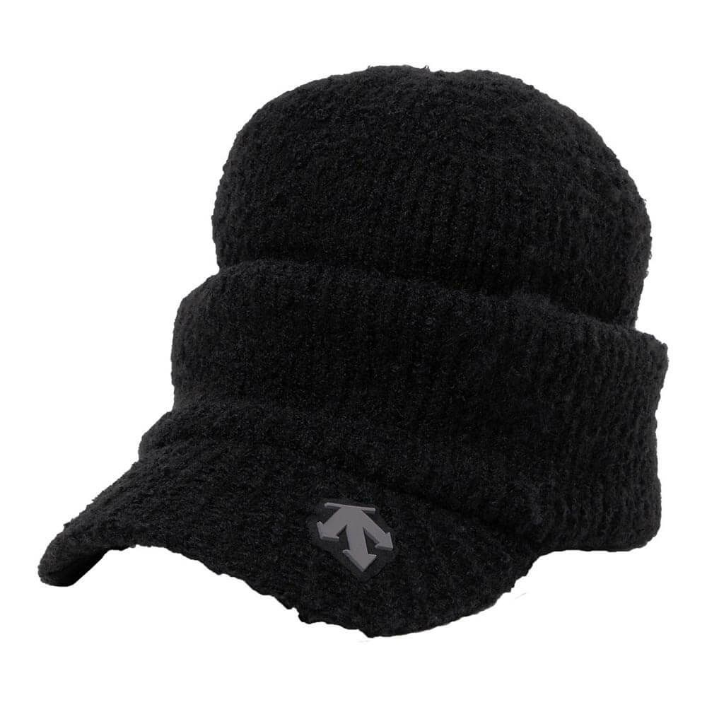 デサントゴルフ DESCENTE GOLF　レディース ツバ付 シャギー ニットキャップ DG5FCP00L BK00 ブラック　2025年モデル ブラック