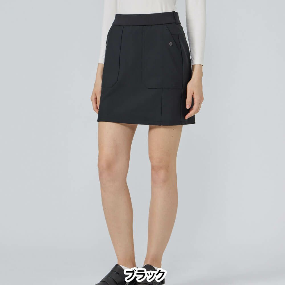 デサントゴルフ DESCENTE GOLF　レディース 撥水 防風 ウエストリブニット ボンディング 裏起毛 スカート DG5FSK52L　2025年モデル 詳細1 詳細2
