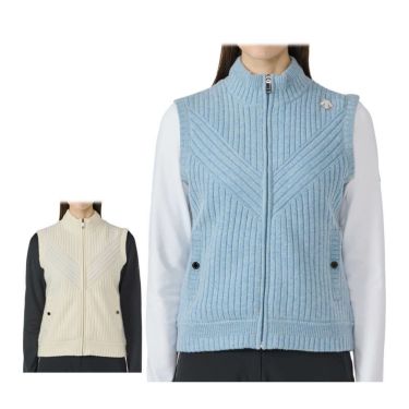 デサントゴルフ DESCENTE GOLF　レディース 防風 ニット ハイブリッド フルジップ 中わた ベスト DG5FVE50L　2025年モデル 詳細1