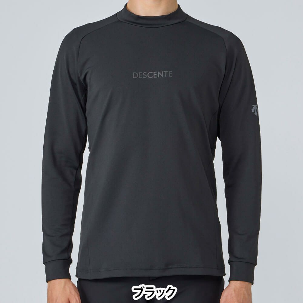 デサントゴルフ DESCENTE GOLF　メンズ 防風 裏起毛 ロゴプリント 長袖 モックネックシャツ DG5FLS04M　2025年モデル 詳細1 詳細2