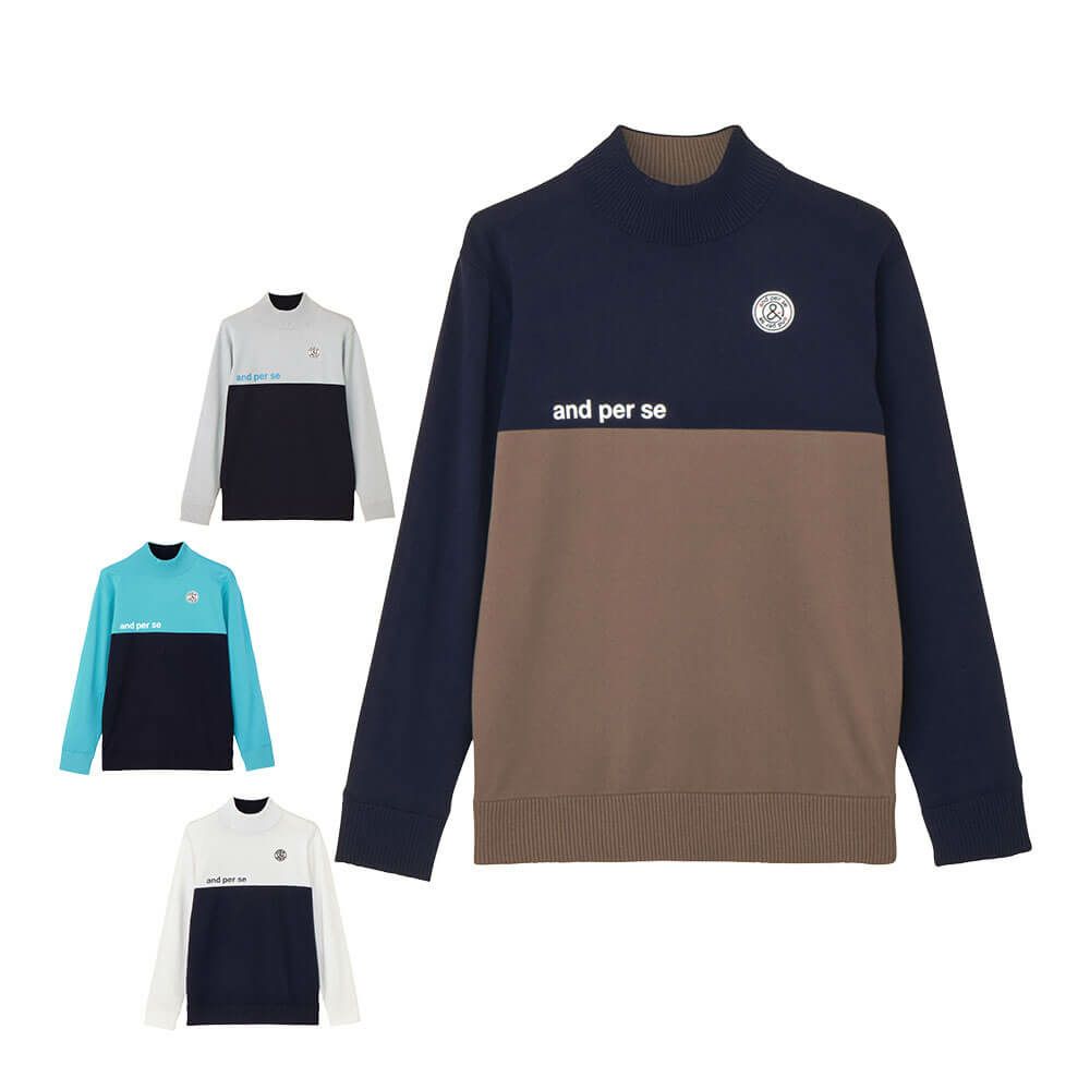 アンパスィ and per se　メンズ ウインドシャッター袖 長袖 ハイネック セーター AMF2315A3　2025年モデル 詳細1