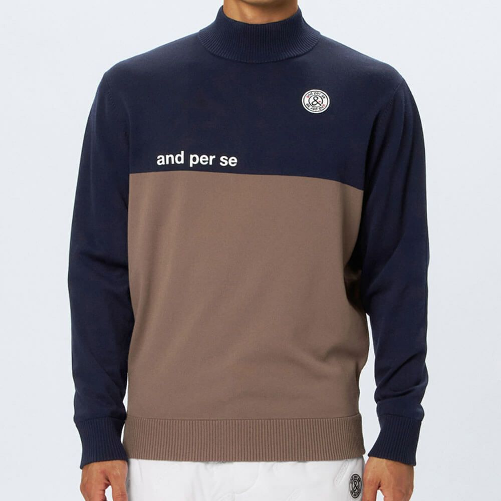 アンパスィ and per se　メンズ ウインドシャッター袖 長袖 ハイネック セーター AMF2315A3　2025年モデル 詳細1 詳細5