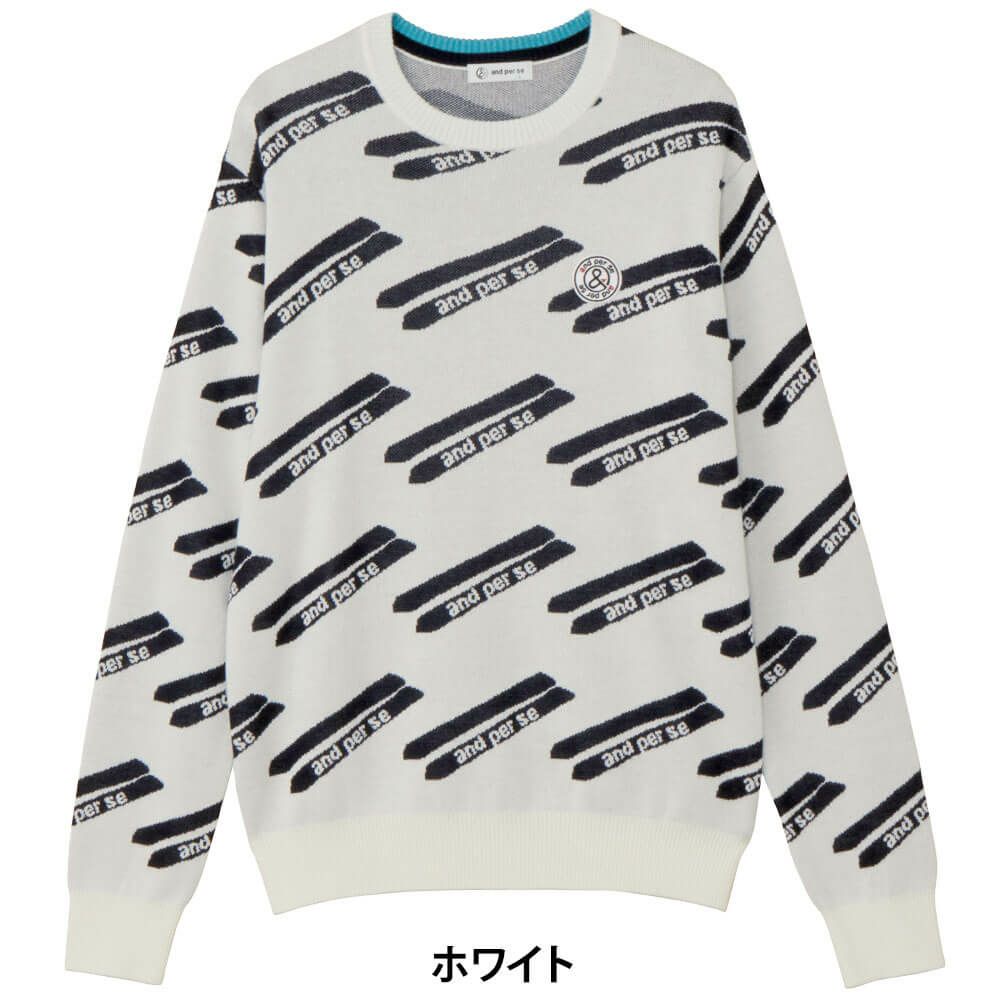アンパスィ and per se　メンズ クレアニット ジャカード 長袖 クルーネック セーター AMF2325B7　2025年モデル 詳細1 詳細2
