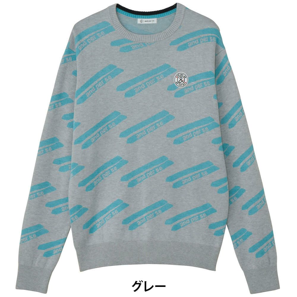 アンパスィ and per se　メンズ クレアニット ジャカード 長袖 クルーネック セーター AMF2325B7　2025年モデル 詳細1 詳細3