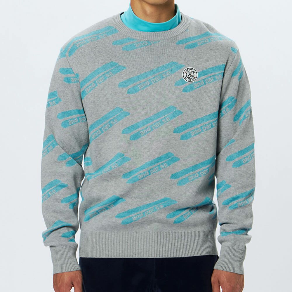 アンパスィ and per se　メンズ クレアニット ジャカード 長袖 クルーネック セーター AMF2325B7　2025年モデル 詳細1 詳細4