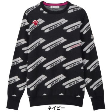 アンパスィ and per se　レディース クレアニット ジャカード 長袖 クルーネック セーター AFF2325B7　2025年モデル 詳細1 詳細4