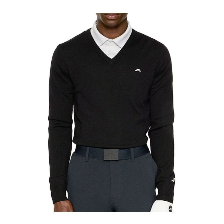 ゴルフウェア　Jリンドバーグ メンズ メリノウール Vネック 長袖 セーター 071-14910 019 ブラック [2025年秋冬モデル] Jリンドバーグ J.LINDEBERG メンズ メリノウール Vネック 長袖