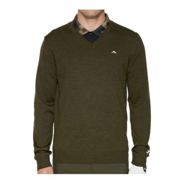 Jリンドバーグ J.LINDEBERG　メンズ メリノウール Vネック 長袖 セーター 071-14910 028 カーキ　2025年モデル カーキ