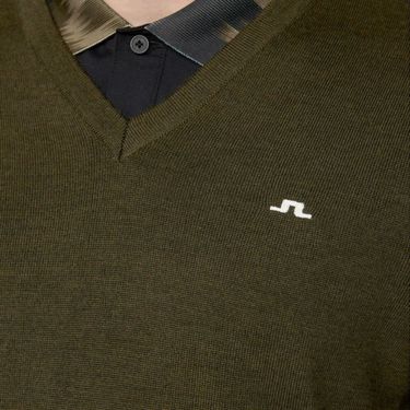 Jリンドバーグ J.LINDEBERG　メンズ メリノウール Vネック 長袖 セーター 071-14910 028 カーキ　2025年モデル カーキ 詳細3