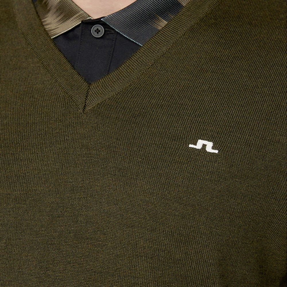Jリンドバーグ J.LINDEBERG　メンズ メリノウール Vネック 長袖 セーター 071-14910 028 カーキ　2025年モデル カーキ 詳細3