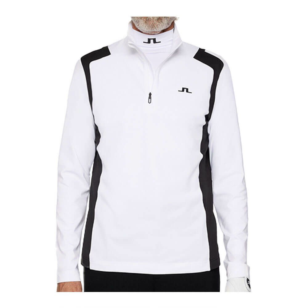 Jリンドバーグ J.LINDEBERG　メンズ ショルダーブリッジ ハーフジップ 長袖 ミッドレイヤー 071-34910 004 ホワイト　2025年モデル ホワイト