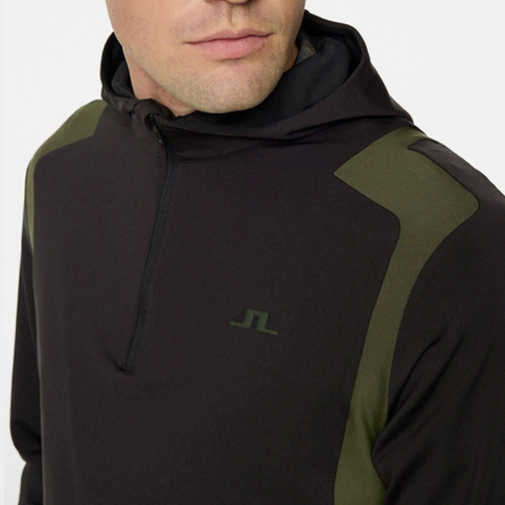 Jリンドバーグ J.LINDEBERG　メンズ フード付き ハーフジップ 長袖 ミッドレイヤー 071-34923 019 ブラック　2025年モデル ブラック 詳細3