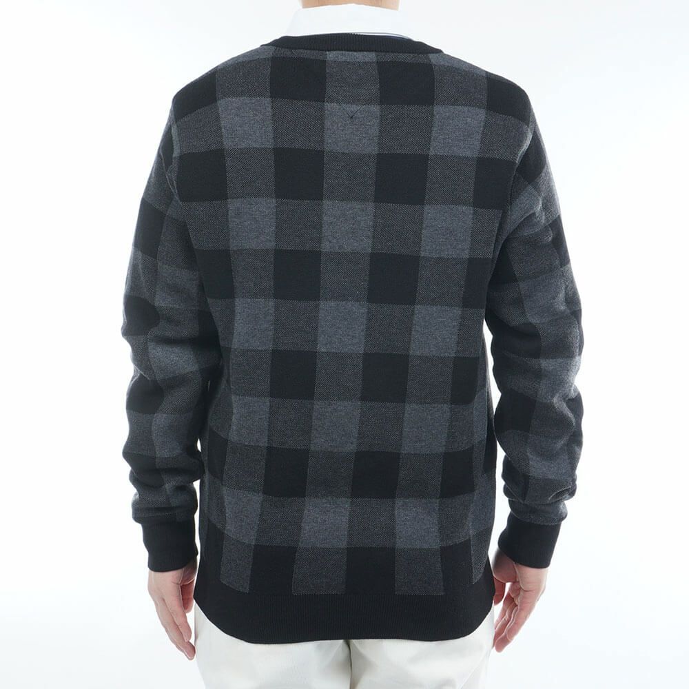 トミー ヒルフィガー ゴルフ　メンズ チェックジャガード 長袖 クルーネック セーター THMA571　2025年モデル 詳細1 詳細3