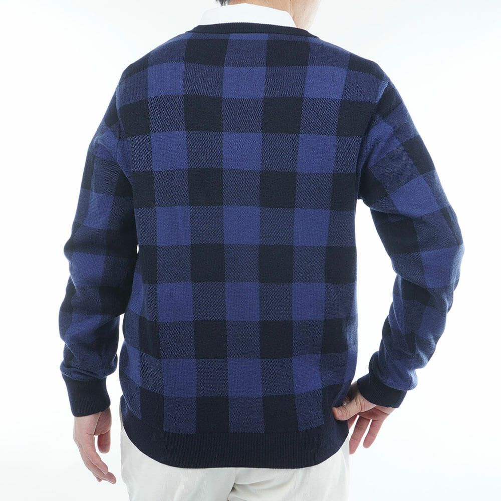トミー ヒルフィガー ゴルフ　メンズ チェックジャガード 長袖 クルーネック セーター THMA571　2025年モデル 詳細1 詳細9