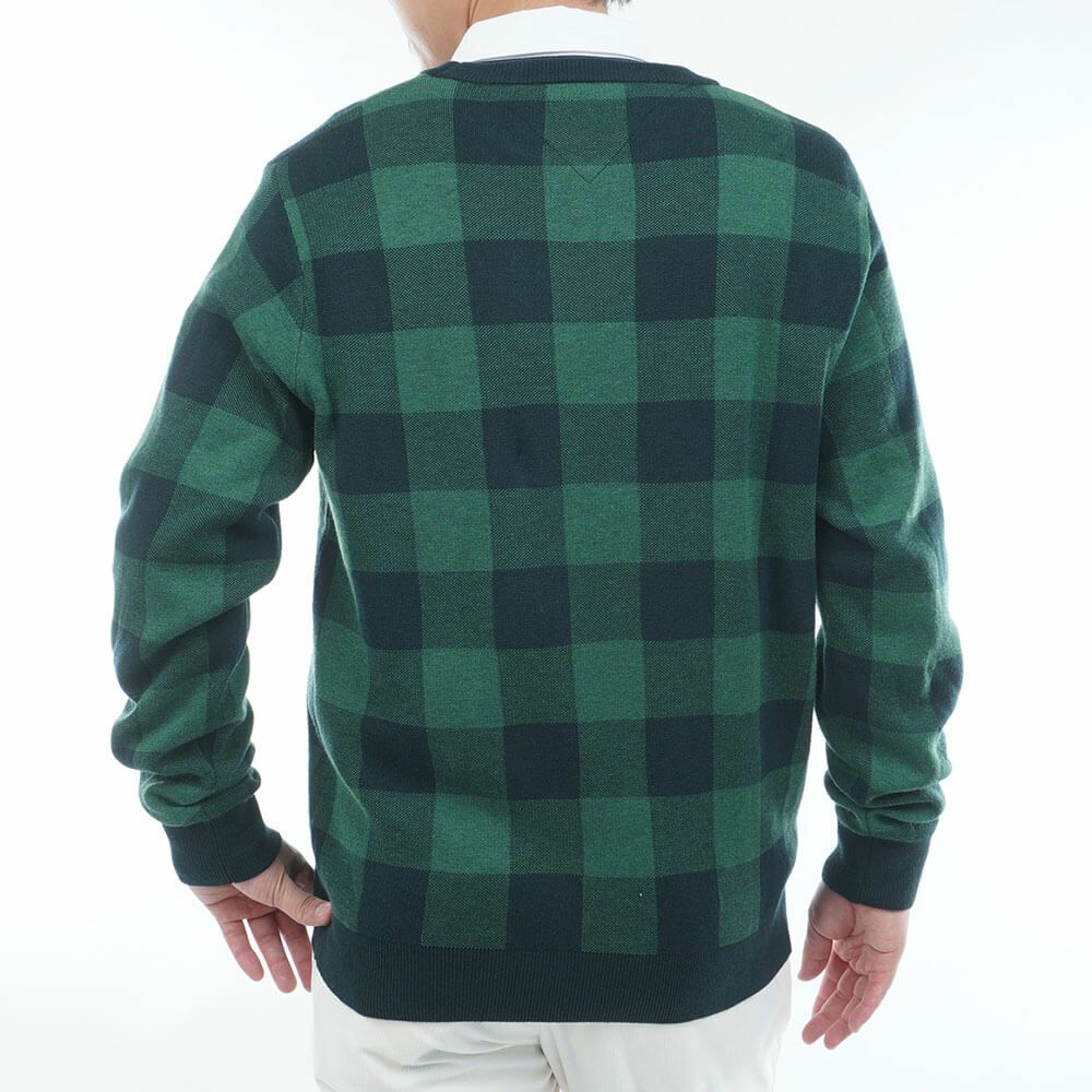 トミー ヒルフィガー ゴルフ　メンズ チェックジャガード 長袖 クルーネック セーター THMA571　2025年モデル 詳細1 詳細12