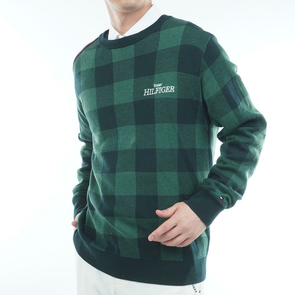 トミー ヒルフィガー ゴルフ　メンズ チェックジャガード 長袖 クルーネック セーター THMA571　2025年モデル 詳細1 詳細13