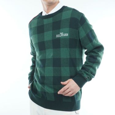 トミー ヒルフィガー ゴルフ　メンズ チェックジャガード 長袖 クルーネック セーター THMA571　2025年モデル 詳細1 詳細13