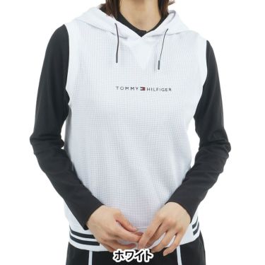 トミー ヒルフィガー ゴルフ　レディース ワッフル スウェット フーディー ベスト THLA551　2025年モデル 詳細1 詳細2