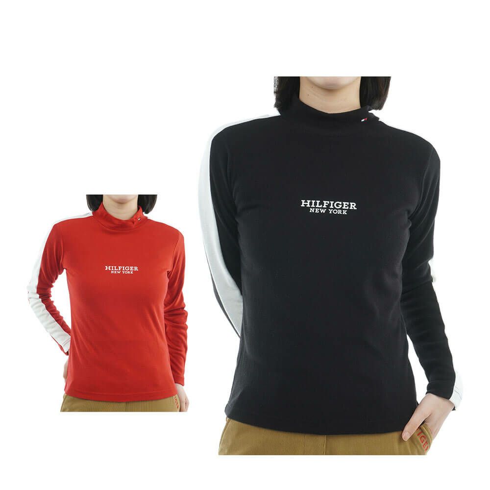 トミー ヒルフィガー ゴルフ　レディース ストレッチ 長袖 モックネック ライン シャツ THLA583　2025年モデル 詳細1