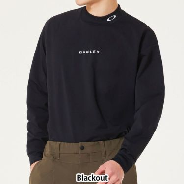オークリー OAKLEY　メンズ ロゴ刺繍 ドビー柄 長袖 モックネック シャツ FOA408244　2025年モデル 詳細1 詳細2