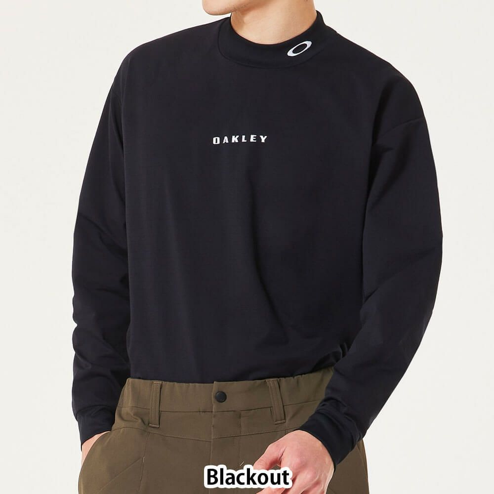 オークリー OAKLEY　メンズ ロゴ刺繍 ドビー柄 長袖 モックネック シャツ FOA408244　2025年モデル 詳細1 詳細2