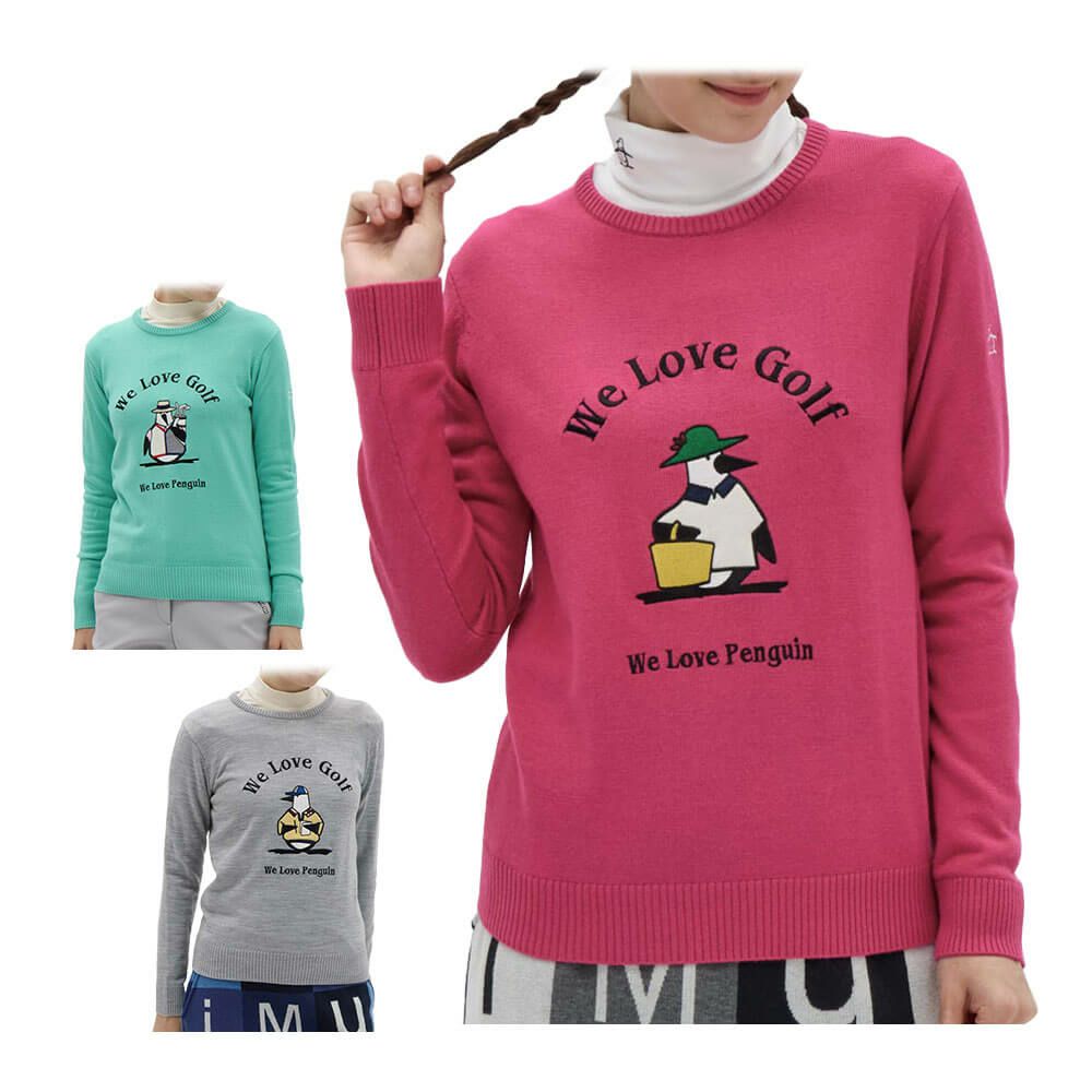 マンシングウェア Munsingwear　レディース アップリケ アーカイブ ペンギンロゴ 長袖 クルーネックセーター MG5FST51L　2025年モデル 詳細1