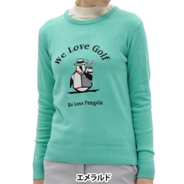 マンシングウェア Munsingwear　レディース アップリケ アーカイブ ペンギンロゴ 長袖 クルーネックセーター MG5FST51L　2025年モデル 詳細1 詳細2