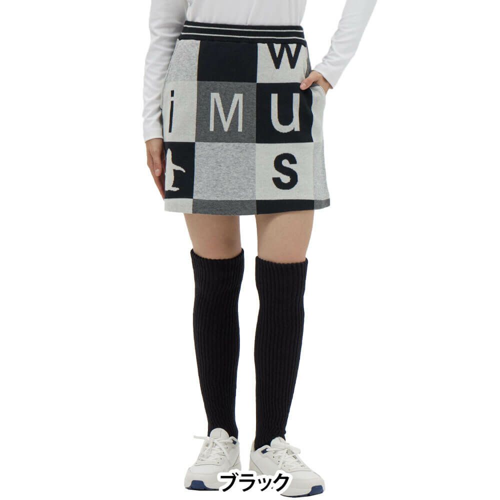 マンシングウェア Munsingwear　レディース ブロック柄 ニットスカート MG5FSK51L　2025年モデル 詳細1 詳細2